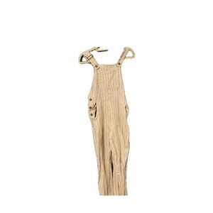 Tan and white striped overalls
